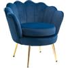 HOMCOM Poltrona a Conchiglia, Poltroncina Vintage, Poltroncina da Camera e Salotto, Design Elegante, con Schienale Alto, 76x67x74cm, Blu