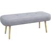 HOMCOM Panca Imbottita Fondo Letto Gambe in Acciaio 114x38x45cm Grigio | in Tessuto, Effetto Legno, Panca Fine Letto, Ingresso, Salotto, Camera