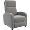 HOMCOM Poltrona Relax Reclinabile Manuale 160° con Poggiapiedi Grigio | Poltroncina Reclinabile Imbottita Ergonomica, Tessuto Effetto Lino, Camera da Letto Ufficio Salotto Soggiorno