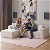 tectake® Divano Angolare in Tessuto Bouclé, Forma a L, 250 cm, Boneless | Schiuma ad Alta Densità, Senza Montaggio, Fodere Lavabili, Tessuto Antiscivolo, Cuscini Decorativi, Bouclé Crema