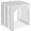 tectake® Panca 45 x 35 x 43 cm, Effetto a Lamelle, con Rinforzo Angolare | Portata 350 kg, Piedini in Feltro, Bambù Laccato, Protegge il Pavimento, Struttura Stabile, Design Compatto, Bianco