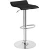 WOLTU Sgabello Cucina, Regolabile in Altezza, PVC, Nero+Argento | Sgabello da Bar Colazione, con Poggiapiedi, Regolabile in Altezza, Sgabelli Girevole, per Cucina Caffè Banco, in Metallo