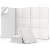 TONOR Set Di 18 Pannelli Acustici Adesivi Quadrati, 30 x 30 x 0,9 cm, Isolamento Acustico con Piastrelle Murali in Poliestere ad Alta Densità per Pareti, Soffitti, Porte, Bianco