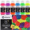 Artecho Set di Colori Acrilici 6 × 59ml, Fluorescence, Sicuro per Tela, Carta, Tessuto, Legno, Pietra.