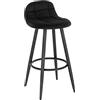 WOLTU Sgabello da Bar Moderni, con Schienale, in Velluto, Nero | Sedie Alte da Cucina, con Poggiapiedi, Seduta Imbottita, Altezza Seduta 70cm, per Bar Cucina, Metallo