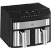 HOMCOM Friggitrice ad Aria Calda 8L Doppio Cestello 2400W 10 Programmi Nero | Friggitrice Senza Olio, Air Fryer con LED Touch Screen, Timer e Temperatura Regolabili