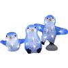 Deuba LED Figura Acrilica 3x Pinguini Outdoor Indoor Addobbo Natale Decorazione Festa Natalizia 30 Luci Illuminazione