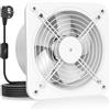 HG Power Ventola Aspirazione 250mm - Ventola Bagno Silenziosa con Valvola di non ritorno, Regolatore di velocità, Spina, Aspiratore Industriale per Cucina Garage Seminterrato, B-Bianco