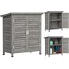 Outsunny Armadio da Giardino in Legno di Abete 87x46.5x96.5cm Grigio | Casetta Attrezzi Giardino con Porte a Persiana, Tetto Inclinato Asfalto, 2 Ripiani, Capanno Porta Attrezzi per Esterno