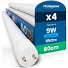 Eurocali Tubo LED 60cm G13 T8 9W 850 lumen - Luce Bianco Freddo 6500K - Fascio Luminoso 160° - Sostituzione Neon - Pacco da 4