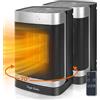 Taylor Swoden Fiery - Stufetta elettrica portatile, Termoventilatore ceramico PTC con telecomando, timer 24 ore, oscillazione a 70°, 4 modalità, 1500W, 2 Pezzi