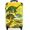 NoBoringSuitcases.com NoBoringSuitcases© Valigia Bambini, Trolley Bambino, | 55x40x20 cm - da Viaggio, Bimbo, Bagaglio a Mano (Dinosauri - Giallo)