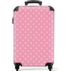 NoBoringSuitcases.com bagaglio a mano, trolley, valigia da 10 kg, rigida, leggera, valigie da viaggio per cabina, aereo, con 4 ruote girevoli manico estensibile 55x40x20 cm Punti su sfondo rosa chiaro