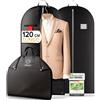 FR FiRiO FiRiO 2x Borsa Porta Abiti da Viaggio I Porta Vestiti da Viaggio I 120x60cm | Protegge da Tarme e Polvere I Nero 120 GSM I Custodia Traspirante per Abiti, Giacche e Camicie I Viaggio e Conservazione
