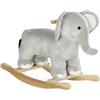 AIYAPLAY Cavallo a Dondolo per Bambini a Forma di Elefante Base Grigio | Cavalluccio a Dondolo Cavalcabile in Legno e Peluche, Suoni Realistici, 2-4 Anni, 64.5x31x52 cm