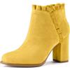 Allegra K - Stivaletti da donna con tacco a balze, (Verde smeraldo) | tacco grosso. Soletta morbida. Altezza comoda. Gambale corto. appuntamenti, feste, matrimoni. Decorazione floreale