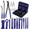 AiQInu Kit Smontaggio Plastiche Auto 19 Pezzi, Kit Smontaggio Pannelli Auto, Leve Plastica Smontaggio Auto per Pannelli Auto Autoradio Cruscotto (Blu)