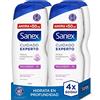 Sanex Cura Expert Pro Hydrate Gel Doccia, confezione da 4 x 600 ml, Formula con Prebiotico Naturale, Idrata in profondità la pelle, 12H Idratazione, 0% solfati, per pelle molto secca
