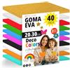 OFITURIA Confezione da 40 fogli di gomma EVA colori decorativi, formato 20x30 cm, 10 colori assortiti, per uso scolastico o domestico, gomma EVA (Assortimento decorazione)
