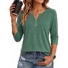 Crewhpo Maglietta Donna Scollo V Bottoni Maniche Tre Quarti Casual | Tessuto Morbido, Scollo V, Bottoni Decorativi, Taglio Ampio, Maniche Tre Quarti, Look Casual Elegante per Estate e Ufficio