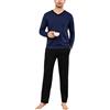 Bresdk Pigiama Uomo Invernale in Cotone Lungo a Maniche Lunghe e Pantaloni Pigiami Due Pezzi da Uomo con Tasche S-3XL