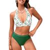 CUPSHE Bikini da donna Set Costume da bagno a due pezzi a vita alta Halter Indietro Self Tie Scollo a V strutturato scava fuori