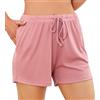 Wikoan Pantaloncini Donna, Cotone Morbido e Confortevole Estivi Pantaloni di Pigiama Donna Corti per Dormire con Tasche e Coulisse S-XXL