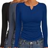 Ekouaer Maglia Termica Donna Manica Lunga Henley a Coste 1&3 Pack | morbido e aderente, ideale come maglia intima calda, strato base o t-shirt basic per autunno e inverno