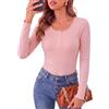 Crewhpo Maglia Donna Manica Lunga con Pizzo e Bottoni Slim Fit Casual | Tocco Morbido, Bordo in Pizzo, Bottoncini Frontali, Vestibilità Slim, Look Casual Chic per Ufficio Weekend e Caffè