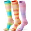 CAMBIVO Calze a Compressione Graduata 15-20 mmHg, Gambaletti Compressione Morbide Effetto Cotone, con Supporto Arco Plantare, Calzini Elastiche Running Sfumate per Sport, Viaggio e Lavoro, 3 Paia
