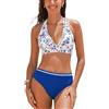 CUPSHE Bikini da donna con scollo a V, a vita alta, con allacciatura al collo, in due pezzi, costume da bagno