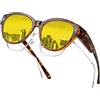 Aullwyr Polarizzati Occhiali Guida Notturna - Sovraocchiali da Sole Lenti Gialle per Uomo Donna Guida Antiriflesso Night Vision Goggles