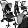 tectake® Passeggino Pieghevole per Bambini da 0 a 3 Anni, Passeggino Leggero con Cintura a 5 Punti Regolabile, Freno a Pedale, Tettuccio Parasole, Ruote Girevoli, Freno a Pedale - Nero