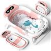 COOSEYA Vaschetta Bagnetto Neonato, Vasca Bagnetto Per Bambini 0-18 Mesi, Supporto Per Neonati, Portatile Da Viaggio Pieghevole, Rosa