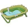 HOMCOM Vaschetta Bagnetto Pieghevole Neonato 80x53.9x20.8cm Verde | Bambini 0-3 Anni, Cuscino Regolabile Azzurro, Piedini Antiscivolo