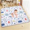 Aolso Tappeto da Gioco per Bambini, 127 x 127cm Tappeto Per Bambini e Neonati Reversibile,Tappeto Gioco Neonato Per la Camera del Bambino o Della Bambina-Veicoli Stradali
