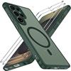 iVoler Cover Magnetica per Samsung Galaxy S25 Ultra 5G con 2 Pezzi Pellicola Vetro Temperato, Custodia Traslucida Opaca Sottile Anti-Impronte MagSafe Case, Opaca Verde Profondo