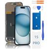 Yodoit Display Schermo per iPhone 15 Pro Schermo di Ricambio LCD 6.1 Pollici Display Touch Digitizer Vetro Compatibile con Modello A2848, A3101, A3102, A3104, con Kit di Strumenti di Riparazione
