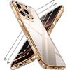 iVoler Cover Chiaro per iPhone 16 Pro Max con 2 Pezzi Pellicola Vetro Temperato, [Antiurto di Grado Militare][Protezione Fotocamera] Custodia Trasparente Sottile Anti-Ingiallimento Case - Oro
