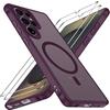 iVoler Cover Magnetica per Samsung Galaxy S25 Ultra 5G con 2 Pezzi Pellicola Vetro Temperato, [Antiurto di Grado Militare] Custodia Traslucida Opaca Sottile Anti-Impronte MagSafe Case, Opaca Bordeaux