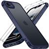 iVoler Cover Opaca per iPhone 17e/16e con 2 Pezzi Pellicola Vetro Temperato, [Antiurto di Grado Militare] [Protezione Fotocamera] Custodia Traslucida Sottile Anti-Impronte Case - Blu