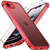 iVoler Cover Opaca per iPhone 17e/16e con 2 Pezzi Pellicola Vetro Temperato, [Antiurto di Grado Militare] [Protezione Fotocamera] Custodia Traslucida Sottile Anti-Impronte Case - Rosso