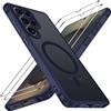 iVoler Cover Magnetica per Samsung Galaxy S25 Ultra 5G con 2 Pezzi Pellicola Vetro Temperato, Custodia Traslucida Opaca Sottile Anti-Impronte MagSafe Case, Opaca Blu Profondo