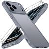 iVoler Cover Opaca per iPhone 17 Pro con 2 Pezzi Pellicola Vetro Temperato, [Antiurto di Grado Militare] [Protezione Fotocamera] Custodia Traslucida Sottile Anti-Impronte Case - Grigio