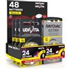 Udivita 48 Batterie Misura 10 per Apparecchi Acustici Auricolari PR70 (Gialle - Zinco Aria) con Phono Pulse Technology per Amplificatore Acustico - 48 Pile: 24 Udivita + 24 Rayovac