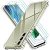 iVoler Cover per Samsung Galaxy S21 Fe 5G / 4G (Non per Samsung S21), Antiurto Custodia con Paraurti in TPU Morbido e 3 Pezzi Pellicola Vetro Temperato, Sottile Trasparente Silicone Protettiva Case