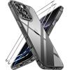 iVoler Cover Chiaro per iPhone 16 Pro con 2 Pezzi Pellicola Vetro Temperato, [Antiurto di Grado Militare][Protezione Fotocamera] Custodia Trasparente Sottile Anti-Ingiallimento Case - Nero