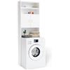 CASARIA Mobile per Lavatrice Bagno 2 Ante 185x63x20 cm | Mobiletto, Armadio, Salvaspazio, 3 Mensole, Legno, Bianco, Asciugatrice, Portaoggetti, 2 Scomparti, Chiusura Magnetica