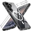 iVoler Cover Magnetica per Samsung Galaxy S26+/S26 Plus con 2 Pezzi Pellicola Vetro Temperato[Anti Ingiallimento][Antiurto di Grado Militare]Custodia Sottile Antigraffio MagSafe Case, Nero Transparent