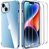 iVoler 4 in 1 Cover per iPhone 14 6.1 pollici con 3 Pezzi Pellicola Vetro Temperato, Trasparente Antiurto [Protezione Fotocamera] Custodia, Sottile Morbida in Silicone TPU Protettiva Case